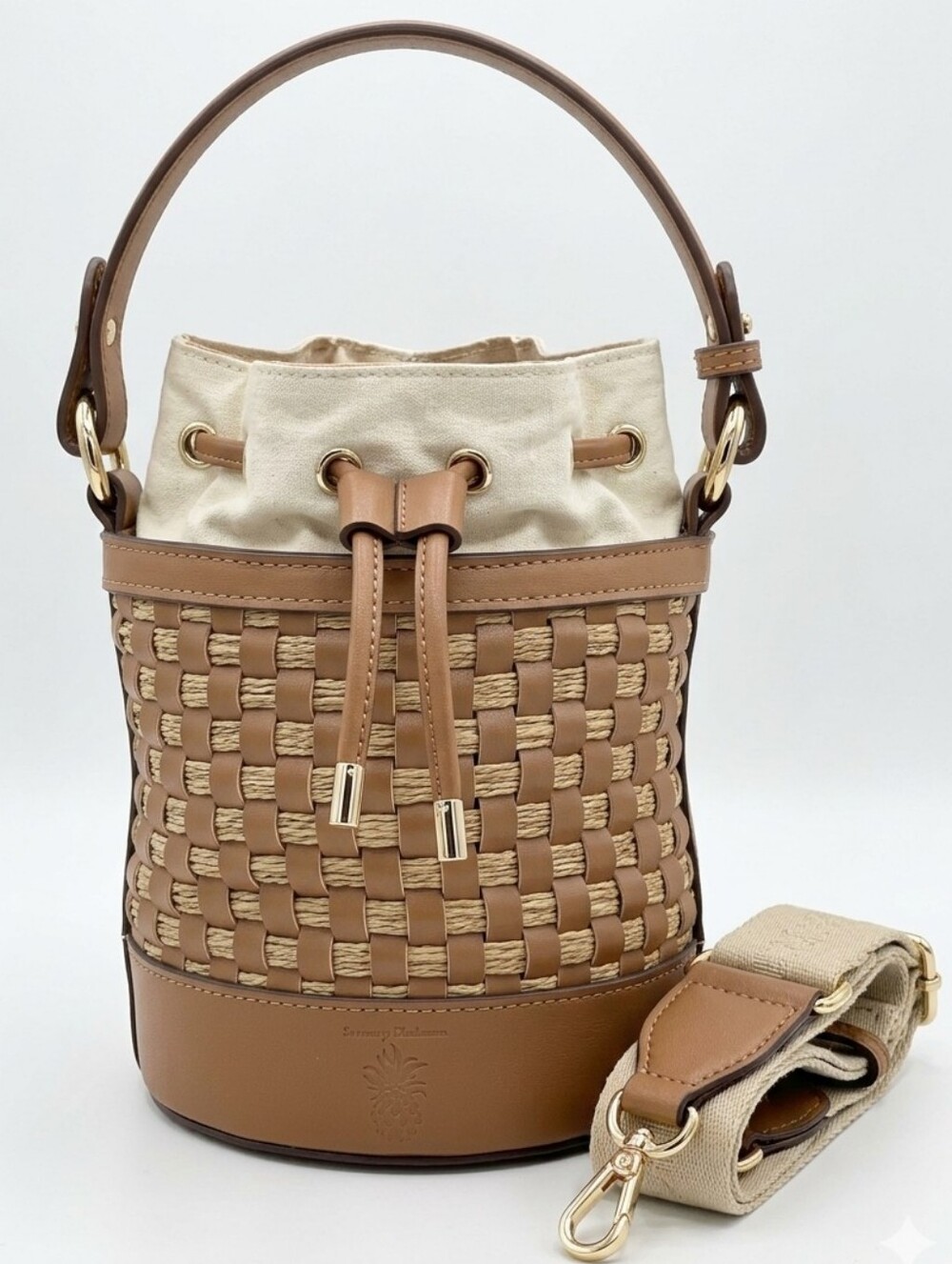 🔸️NWT Tommy Bahama Brown Cinch Drawstring Bucket Crossbody Bag